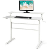 Standing Desk Crank Adjustable Sit to Stand Workstation -White