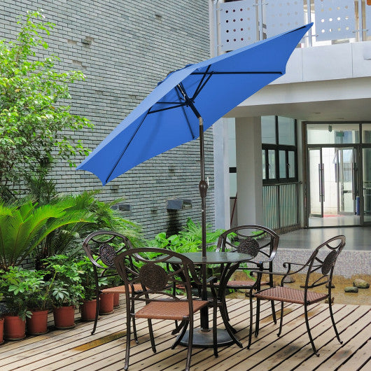 9 ft Outdoor Market Patio Table Umbrella Push Button Tilt Crank Lift-Blue