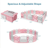 20-Panel Playpen with Music Box and Basketball Hoop-Pink