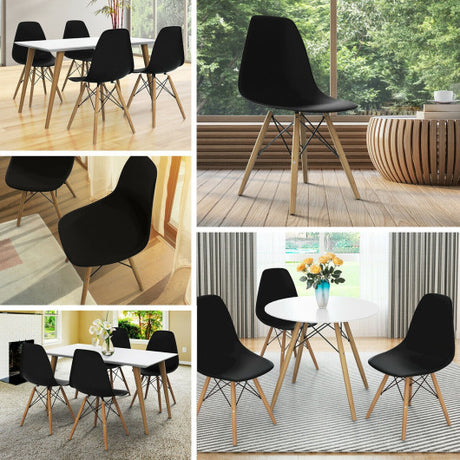 Set of 2 Mid-Century Modern DSW Dining Side Chair-Black