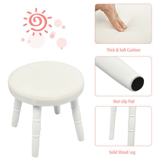 Kids Vanity Makeup Table & Chair Set Make Up Stool-White