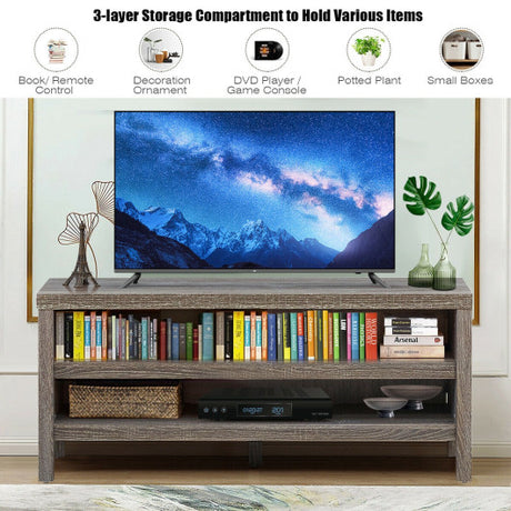 3-Tier TV Stand Console Cabinet for TV's up to 45 Inch with Storage Shelves-Gray