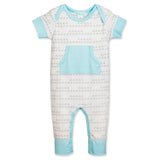 Kangaroo Romper - Aqua Wave  100% Pima Cotton by Feather Baby