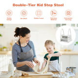 Kids Step Stool Learning Helper with Armrest for Kitchen Toilet Potty Training-Gray