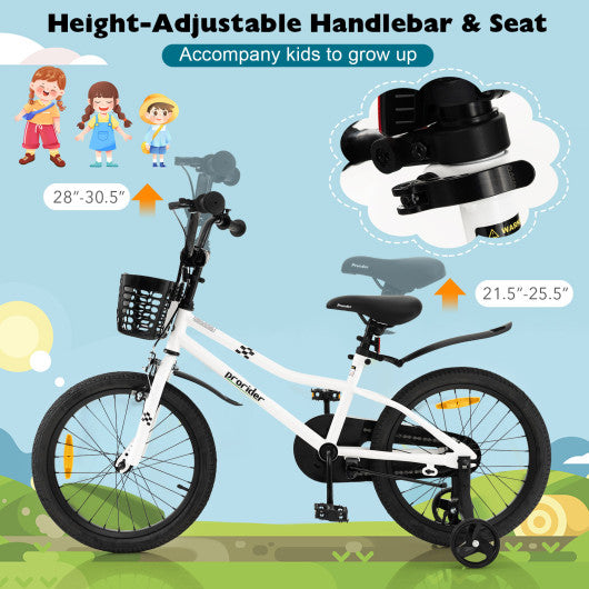 18 Feet Kid s Bike with Removable Training Wheels Black White