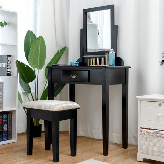 Vanity Dressing Table Stool Set with Large Makeup Mirror