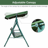 Loveseat Cushioned Patio Steel Frame Swing Glider -Green