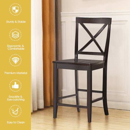 24 Inch 2 Pack Rubber Wood Frame Kitchen Chairs