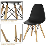 Set of 2 Mid-Century Modern DSW Dining Side Chair-Black