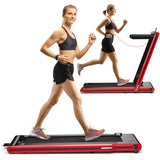 2-in-1 Folding Treadmill with Dual LED Display-Red