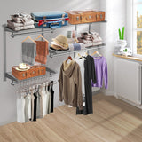 Custom Closet Organizer Kit 3 to 5 Feet Wall-Mounted Closet System with Hang Rod-Gray