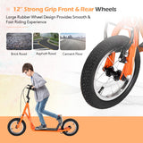 Height Adjustable Kid Kick Scooter with 12 Inch Air Filled Wheel-Orange
