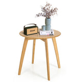 Natural Modern Stylish Bamboo Round End Table with 20 Inch Round Tabletop-Natural