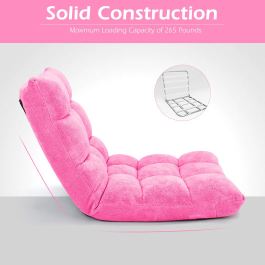 Adjustable 14-position Cushioned Floor Chair-Pink