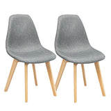 2 Pieces Modern Dining Chair Set with Wood Legs and Fabric Cushion Seat