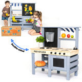 2 in 1 Wooden Outdoor Mud Kitchen & Grocery Store Pretend Play