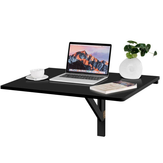 31.5 x 23.5 Inch Wall Mounted Folding Table for Small Spaces-Black