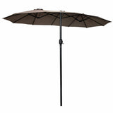 15 Feet Double-Sided Outdoor Patio Umbrella with Crank without Base-Tan