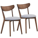 Set of 2 Dining Chairs Upholstered Curved Back Side