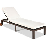 Back Adjustable Cushioned Patio Rattan Lounge Chair