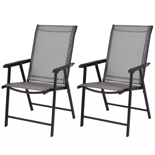 Set of 2 Outdoor Patio Folding Chairs-Gray