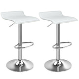 Set of 2 Adjustable PU Leather Backless Bar Stools-White