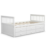 Twin Captain’s Bed with Trundle and 3 Storage Drawers-White