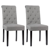 2 Pieces Tufted Dining Chair Set with Adjustable Anti-Slip Foot Pads-Gray