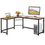 L Shaped Corner Computer Desk Laptop Gaming Table Workstation-Brown