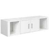 Wall Mounted Floating 2 Door Desk Hutch Storage Shelves-White