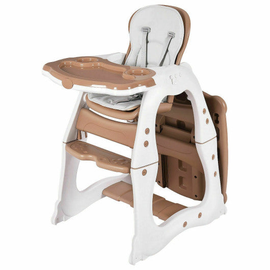 3 in 1 Infant Table and Chair Set Baby High Chair-Brown