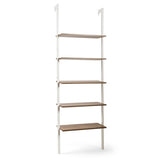 5-Tier Wood Look Ladder Shelf with Metal Frame for Home-White