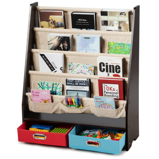 Kids Book and Toys Organizer Shelves-Coffee