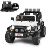 12V 2-Seater Ride on Car Truck with Remote Control and Storage Room-White