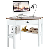 Corner Wooden Piece Laptop Computer Desk-Natural