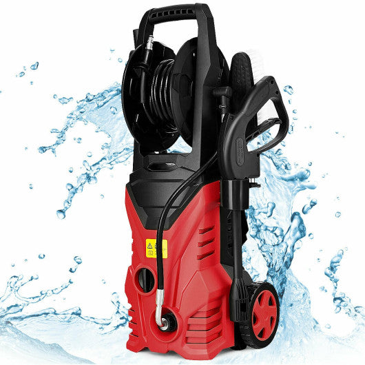 1800W 2030PSI Electric Pressure Washer Cleaner with Hose Reel-Red