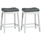 Set of 2 24-Inch Height Backless Counter Stool with Footrest-White