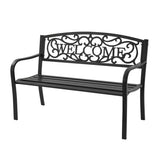 Outdoor Furniture Steel Frame Porch Garden Bench-Black