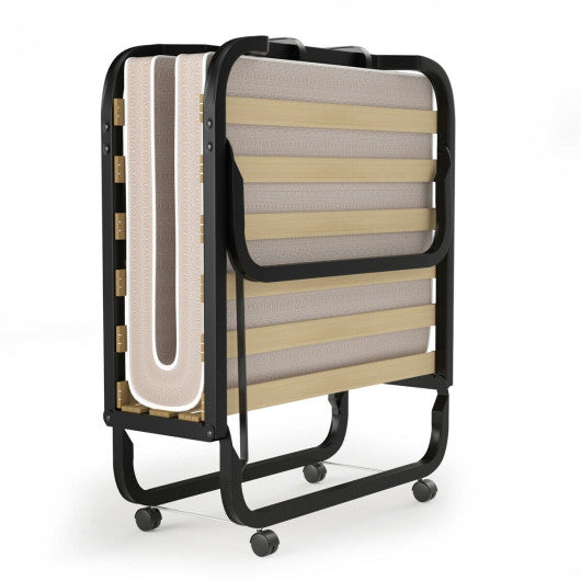 Rollaway Folding Bed with Memory Foam Mattress Made in Italy