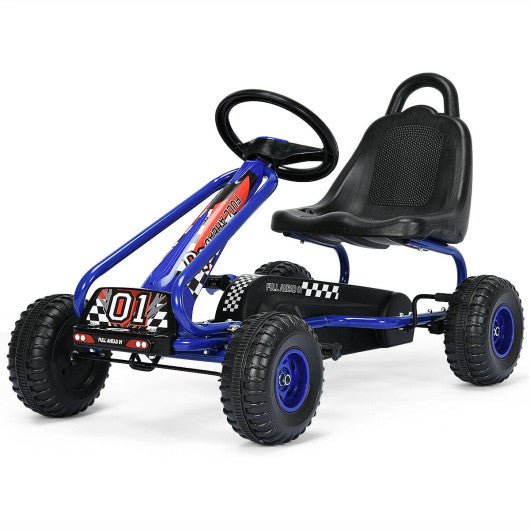 4 Wheel Pedal Powered Ride On with Adjustable Seat-Blue