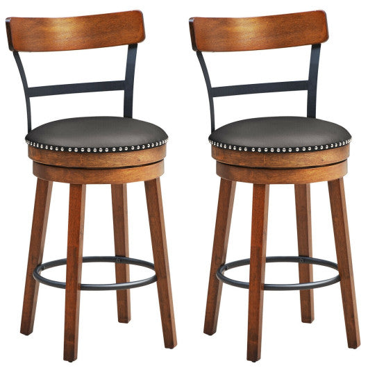 Set of 2 25.5 Inch Swivel Counter Height Bar Stool