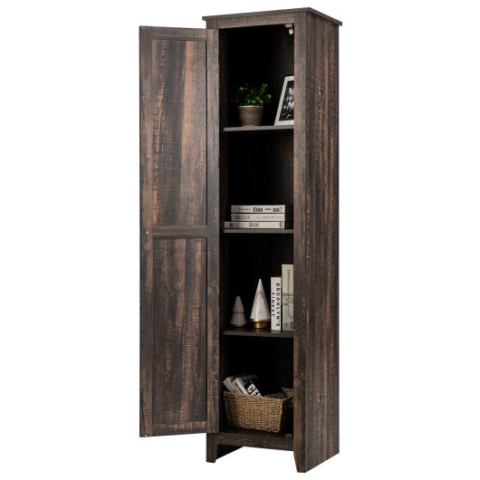 Linen Tower Bathroom Storage Cabinet Tall Slim Side Organizer with Shelf-Walnut