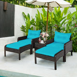 5 Pcs Patio Rattan Furniture Set Sofa