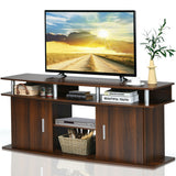 63 Inch TV Entertainment Console Center with 2 Cabinets-Walnut