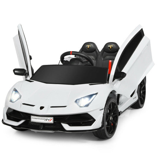 12 V Licensed Lamborghini SVJ RC Kids Ride On Car with Trunk and Music-White