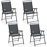 4 Pieces Portable Outdoor Folding Chair with Armrest