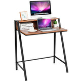 2 Tier Computer Desk PC Laptop Table Study Writing Home Office Workstation New-Walnut