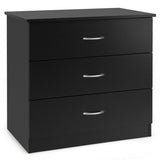 3 Drawer Dresser Chest of Drawer with Wide Storage Space Organiser-Black
