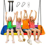 60 Inches Platform Tree Swing Outdoor with  2 Hanging Straps-Multicolor