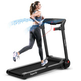 3HP Electric Folding Treadmill with Bluetooth Speaker-Red